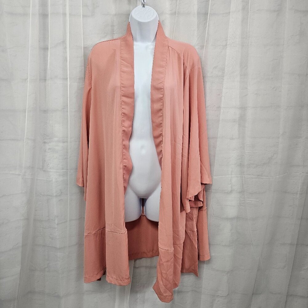LuLaRoe Pink Open Kimono Minimalist Boho Coquette Casual L